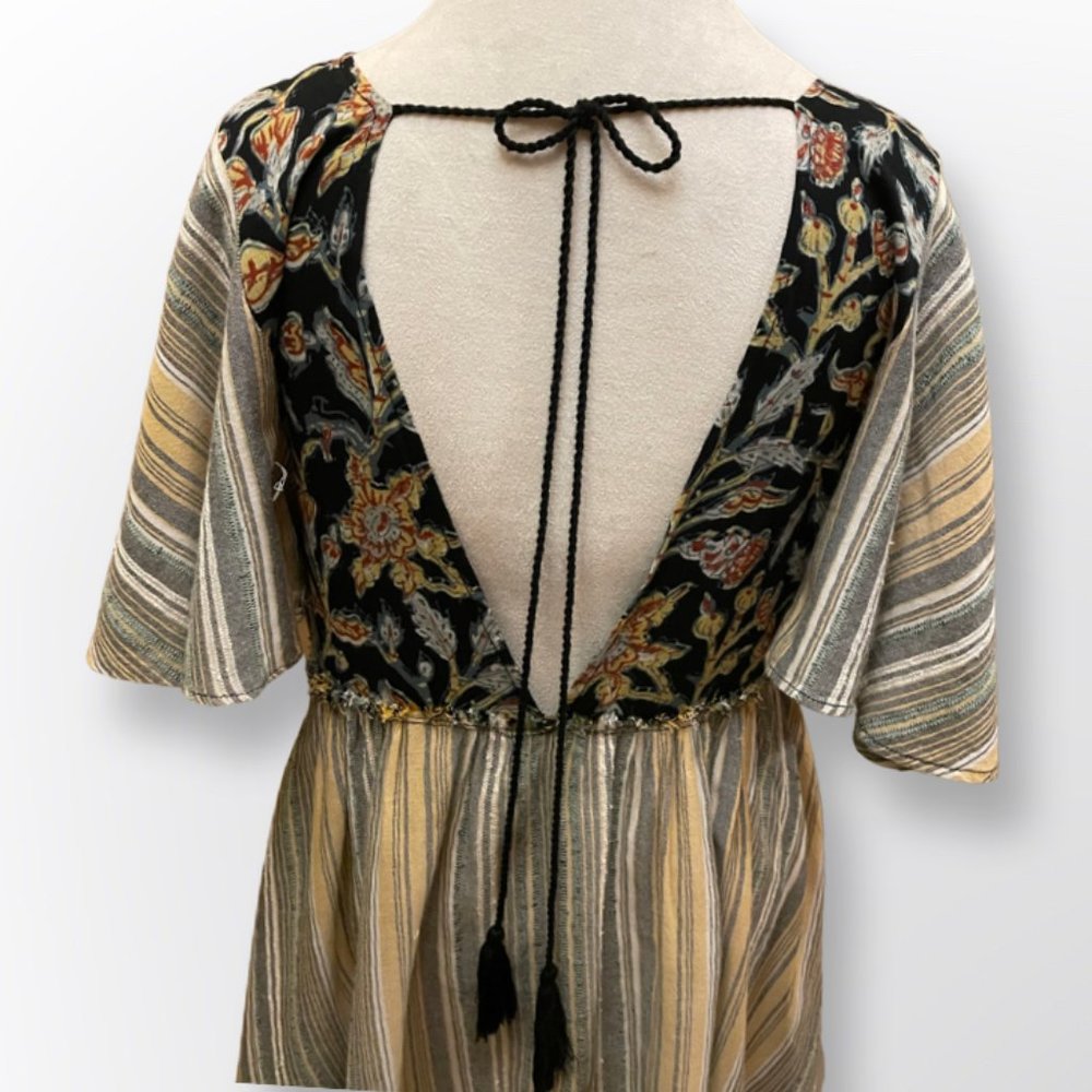 Free People Mini Dress Flutter Sleeves Tie Back Size M - Picture 5 of 7